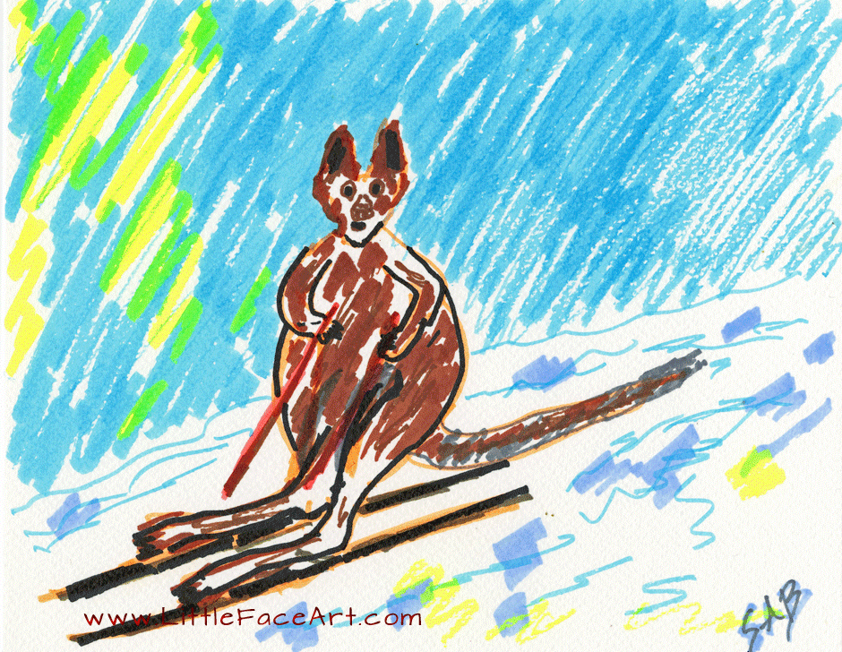 Jimmy, the Wallaby, tries to ski