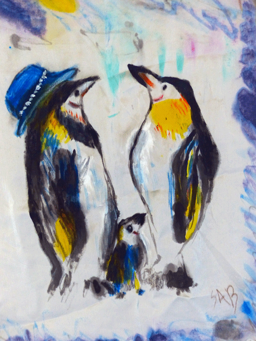 Silk Scarf-Penguins 