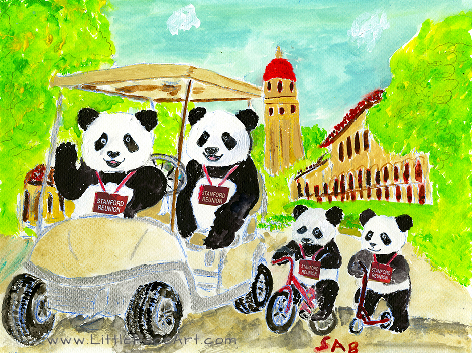 Stanford Reunion-alumni and students depicted by pandas
